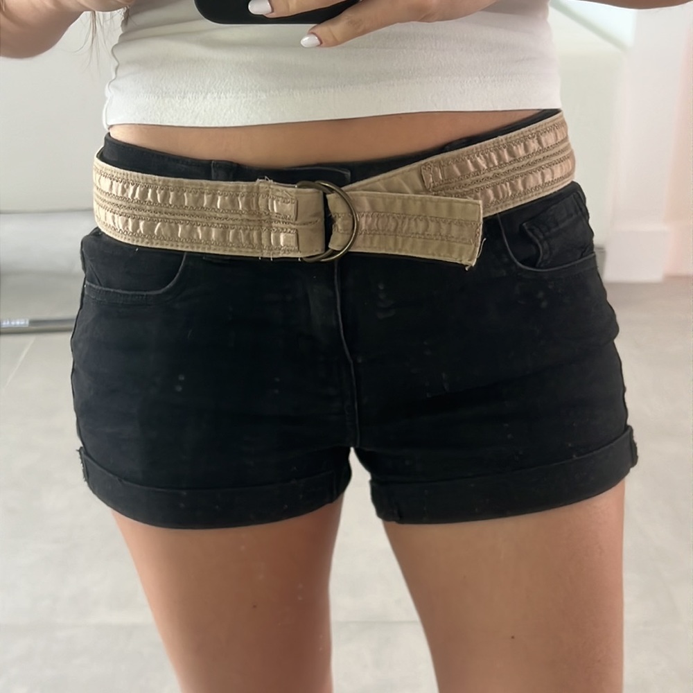 Abercrombie women satin ivory tan light brown belt with silky ribbon trim zigzag